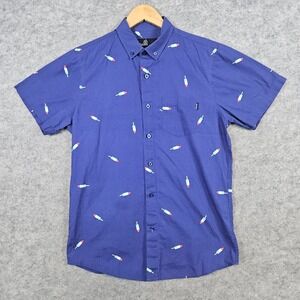 Molokai Surf Co Purple Button‎ Down Shirt Size M Short Sleeves Popsicle Print